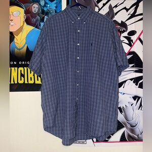 Ralph Lauren Navy Checkered Button Down Shirt